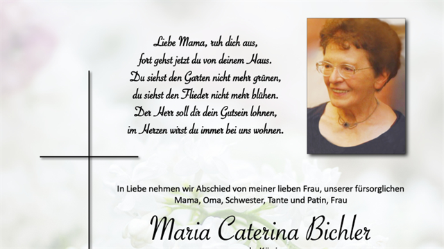 Sterbefall Maria Bichler
